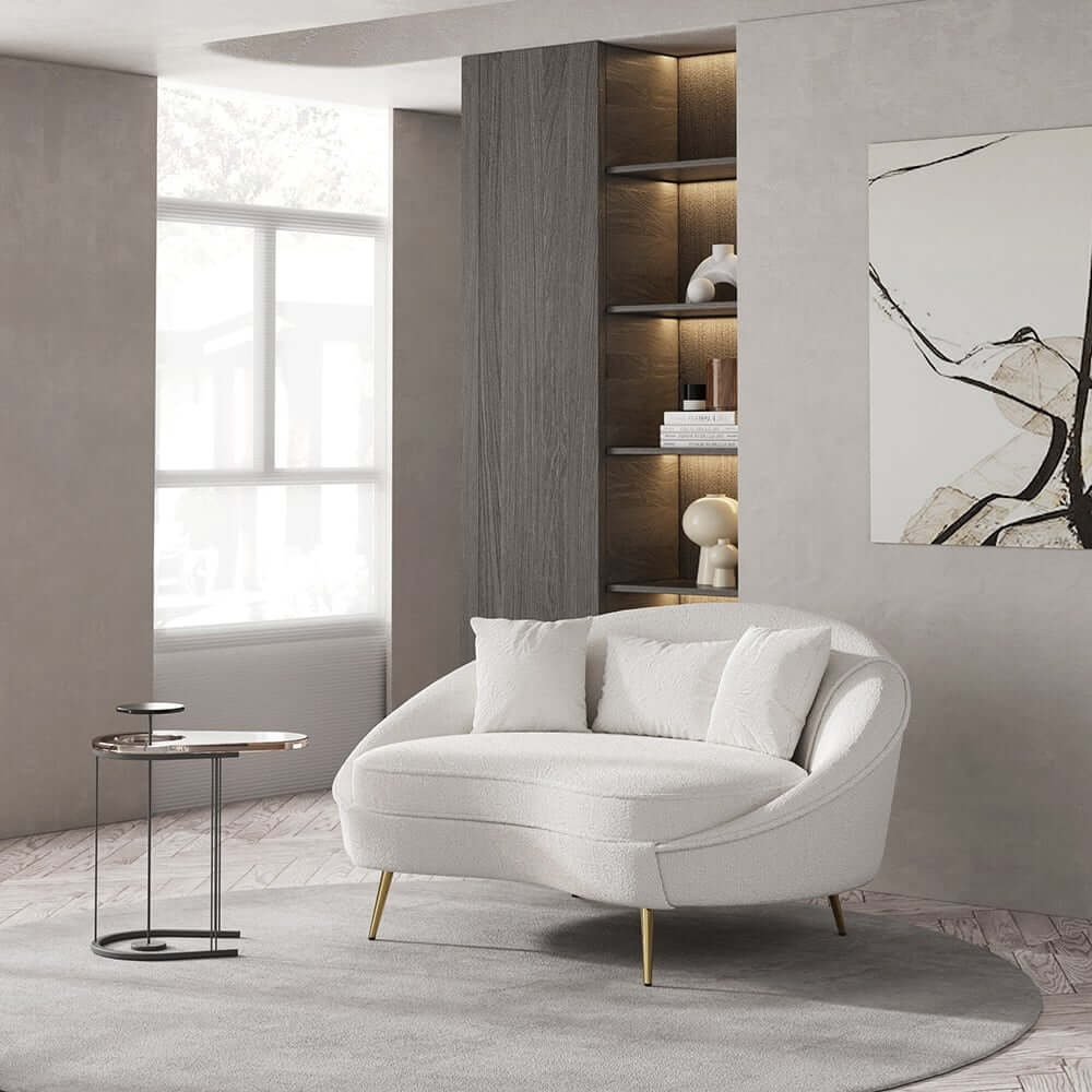 Modern Curved Velvet Sofa With Gold Legs