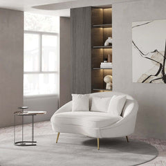 Modern Curved Velvet Sofa With Gold Legs