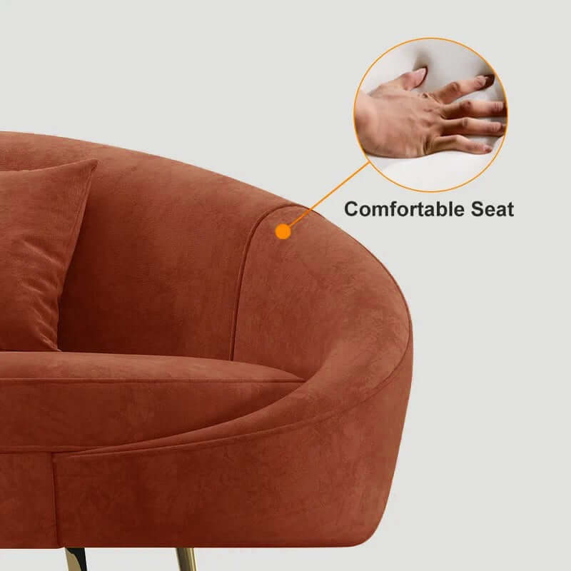Modern Curved Velvet Sofa With Gold Legs