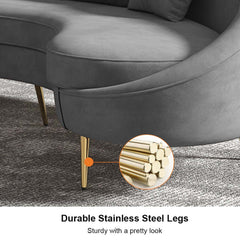 Modern Curved Velvet Sofa With Gold Legs