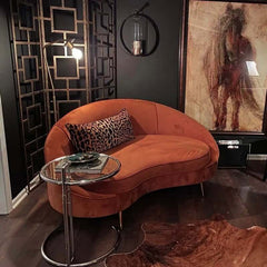 Modern Curved Velvet Sofa With Gold Legs