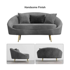 Modern Curved Velvet Sofa With Gold Legs