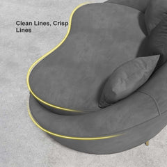 Modern Curved Velvet Sofa With Gold Legs