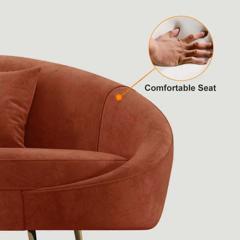 Modern Curved Velvet Sofa With Gold Legs