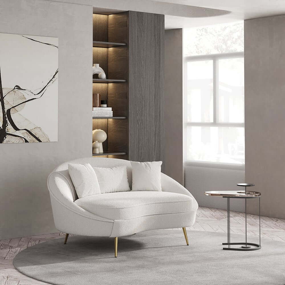 Modern Curved Velvet Sofa With Gold Legs