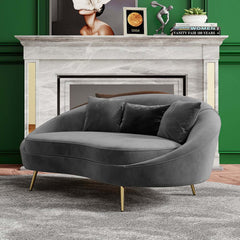 Modern Curved Velvet Sofa With Gold Legs