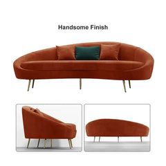 Modern Curved Velvet Sofa With Gold Legs