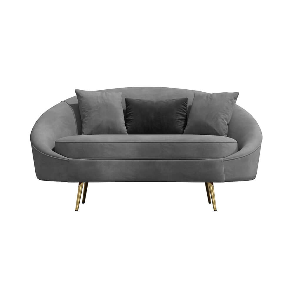 Modern Curved Velvet Sofa With Gold Legs