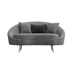 Modern Curved Velvet Sofa With Gold Legs