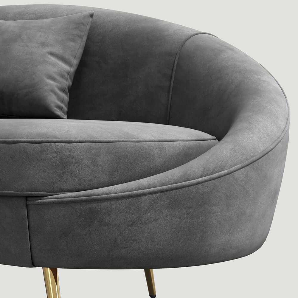 Modern Curved Velvet Sofa With Gold Legs
