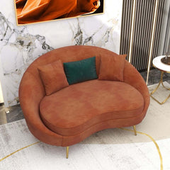 Modern Curved Velvet Sofa With Gold Legs