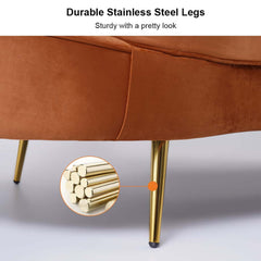 Modern Curved Velvet Sofa With Gold Legs