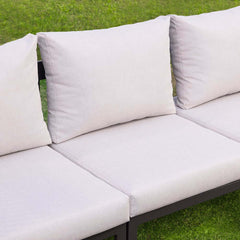 Modern Dark Gray Aluminum Sectional Outdoor Sofa Set with Coffee Table