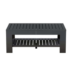 Modern Dark Gray Aluminum Sectional Outdoor Sofa Set with Coffee Table