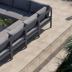 Modern Dark Gray Aluminum Sectional Outdoor Sofa Set with Coffee Table