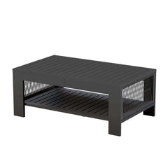 Modern Dark Gray Aluminum Sectional Outdoor Sofa Set with Coffee Table
