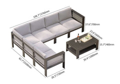 Modern Dark Gray Aluminum Sectional Outdoor Sofa Set with Coffee Table Dimensions
