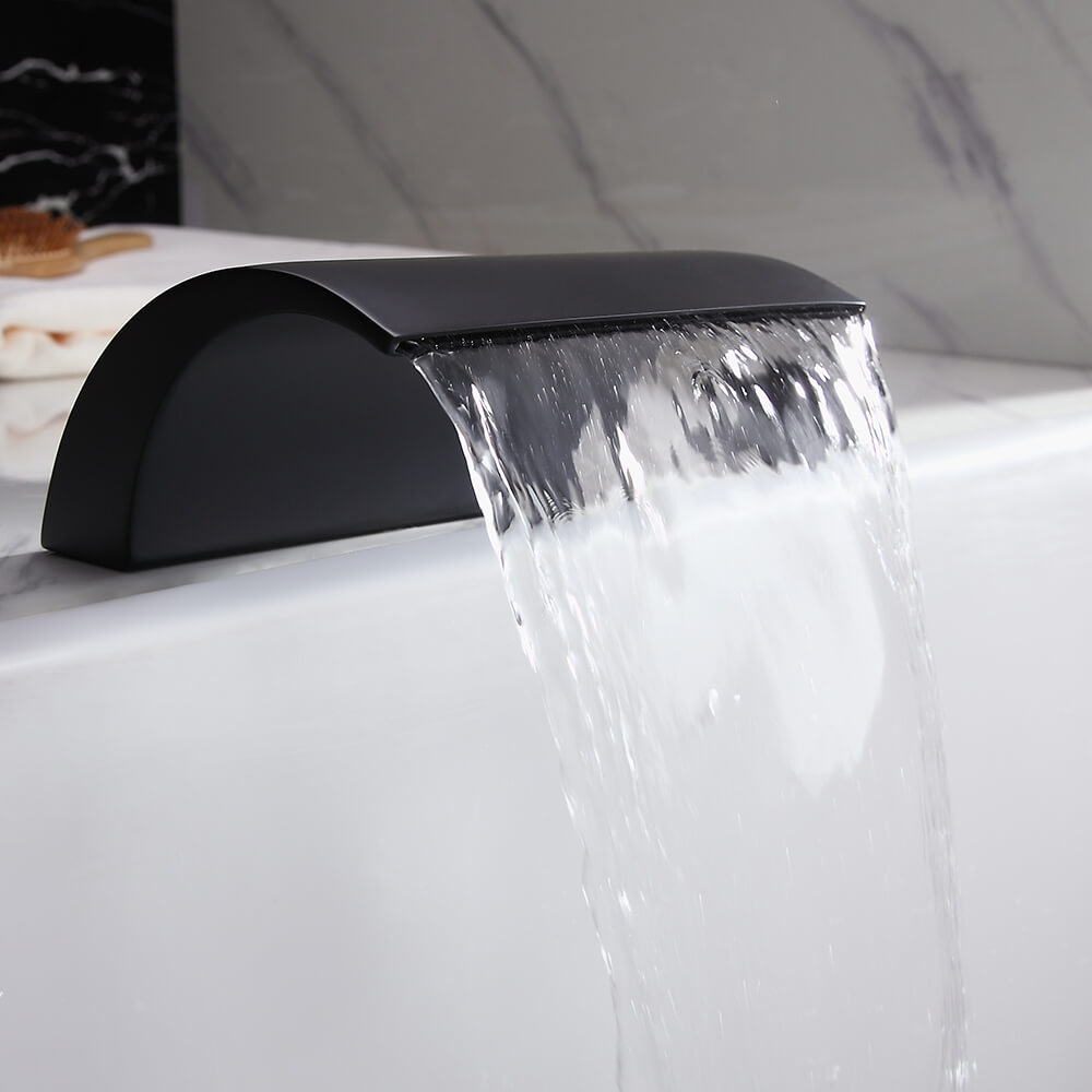 Modern Deck Mounted Roman Tub Faucet with Waterfall Spout