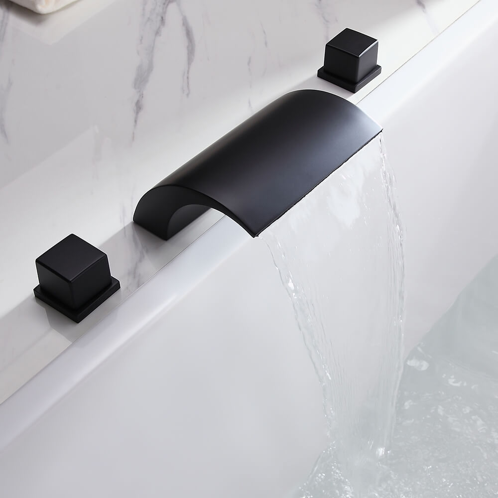 Modern Deck Mounted Roman Tub Faucet with Waterfall Spout
