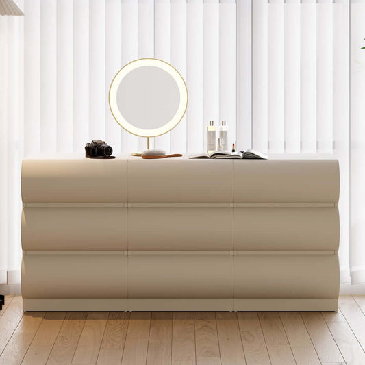 Modern Double Dresser with 6 or 9 Drawers in Faux Leather