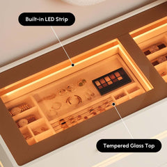 Modern Double Dresser with LED Lighting and Jewelry Storage