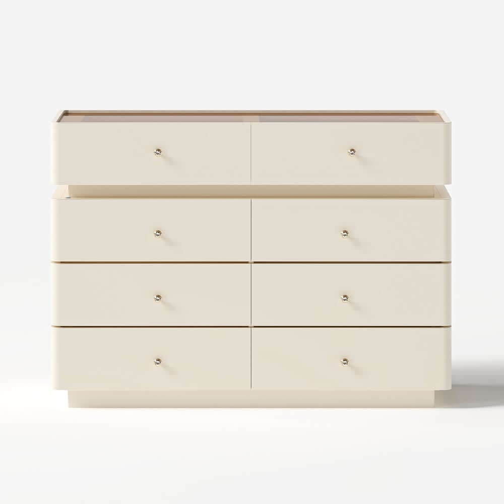 Modern Double Dresser with LED Lighting and Jewelry Storage