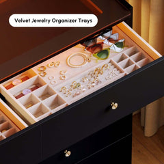 Modern Double Dresser with LED Lighting and Jewelry Storage