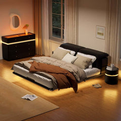 Modern Double Dresser with LED Lighting and Jewelry Storage