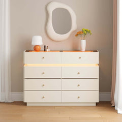 Modern Double Dresser with LED Lighting and Jewelry Storage