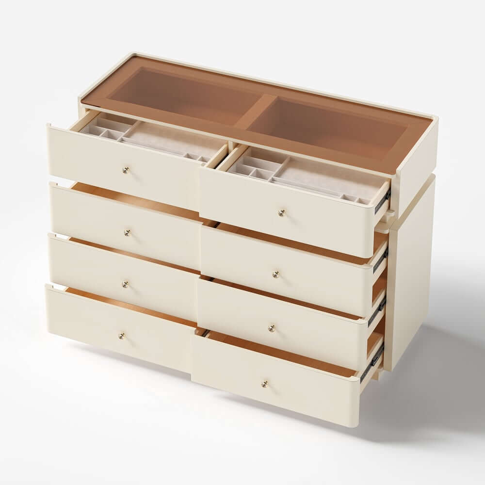 Modern Double Dresser with LED Lighting and Jewelry Storage