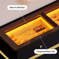 Modern Double Dresser with LED Lighting and Jewelry Storage