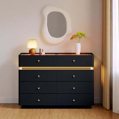 Modern Double Dresser with LED Lighting and Jewelry Storage