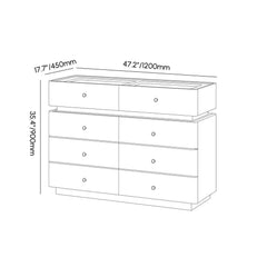 Modern Double Dresser with LED Lighting and Jewelry Storage Dimensions