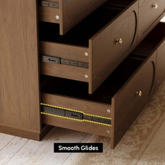 Modern Double Dresser with Six Drawers and Built-In Outlets