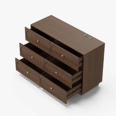 Modern Double Dresser with Six Drawers and Built-In Outlets