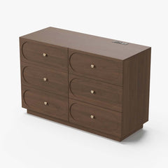 Modern Double Dresser with Six Drawers and Built-In Outlets