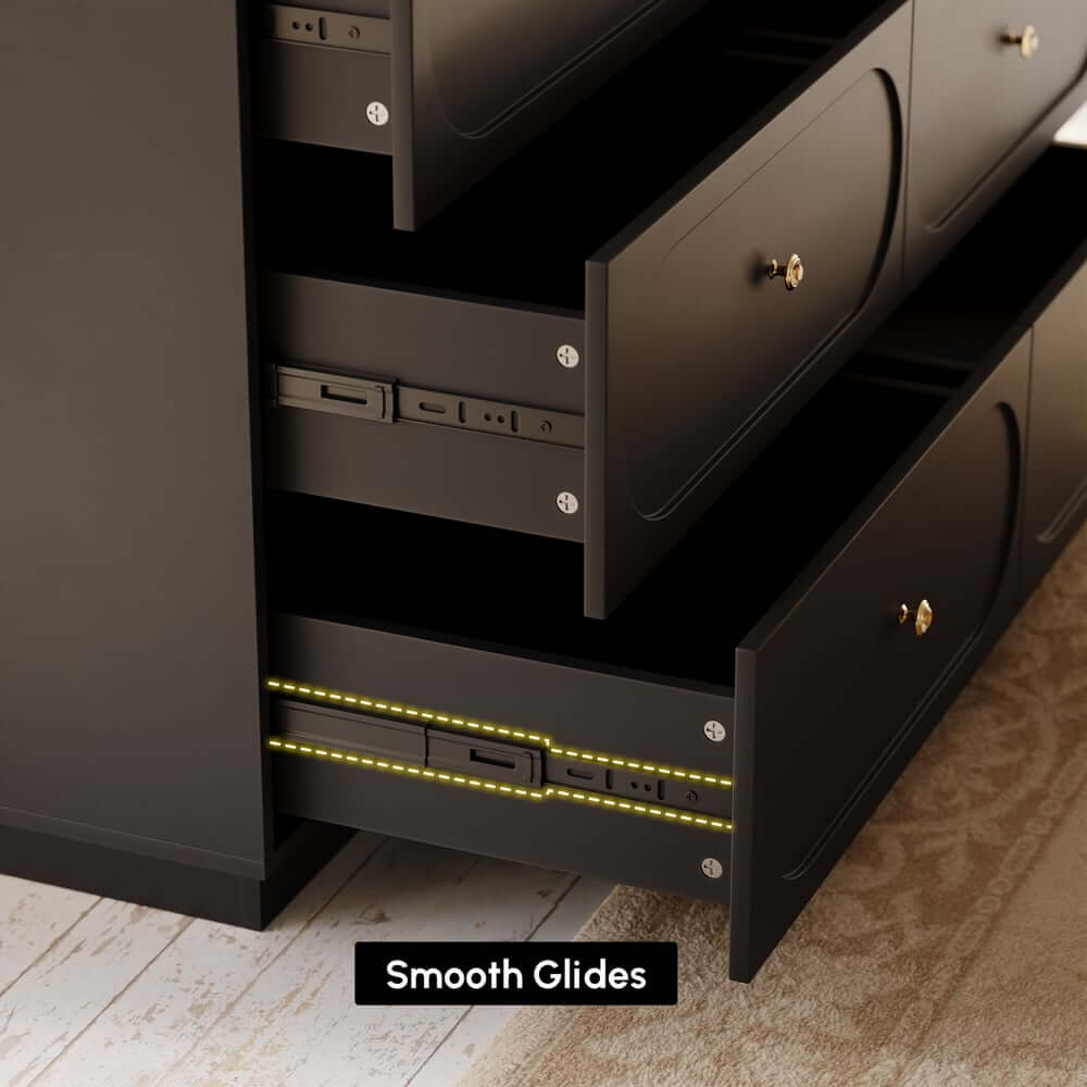 Modern Double Dresser with Six Drawers and Built-In Outlets