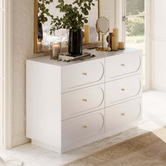 Modern Double Dresser with Six Drawers and Built-In Outlets