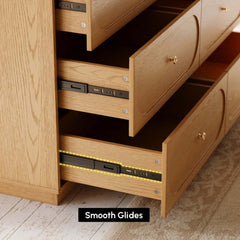 Modern Double Dresser with Six Drawers and Built-In Outlets