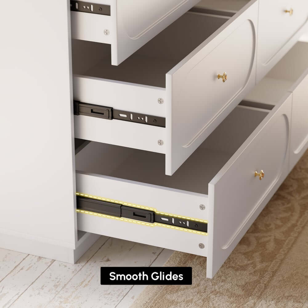 Modern Double Dresser with Six Drawers and Built-In Outlets