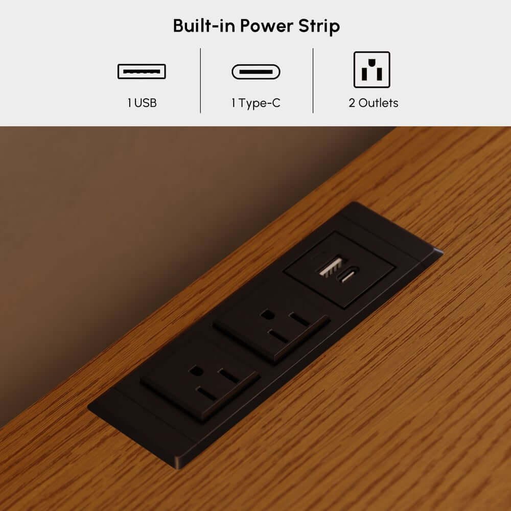 Modern Double Dresser with Six Drawers and Built-In Outlets