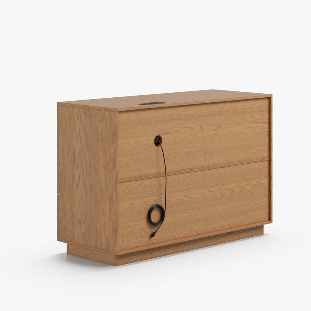Modern Double Dresser with Six Drawers and Built-In Outlets
