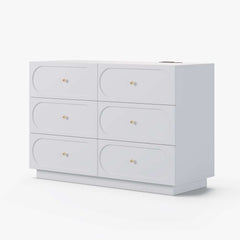 Modern Double Dresser with Six Drawers and Built-In Outlets