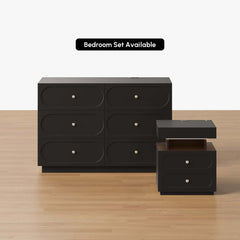 Modern Double Dresser with Six Drawers and Built-In Outlets