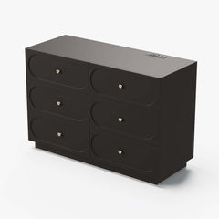 Modern Double Dresser with Six Drawers and Built-In Outlets