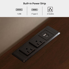 Modern Double Dresser with Six Drawers and Built-In Outlets