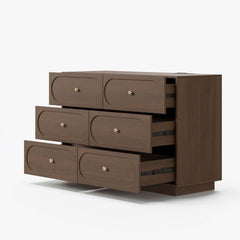 Modern Double Dresser with Six Drawers and Built-In Outlets