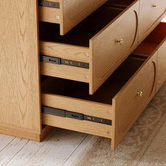 Modern Double Dresser with Six Drawers and Built-In Outlets