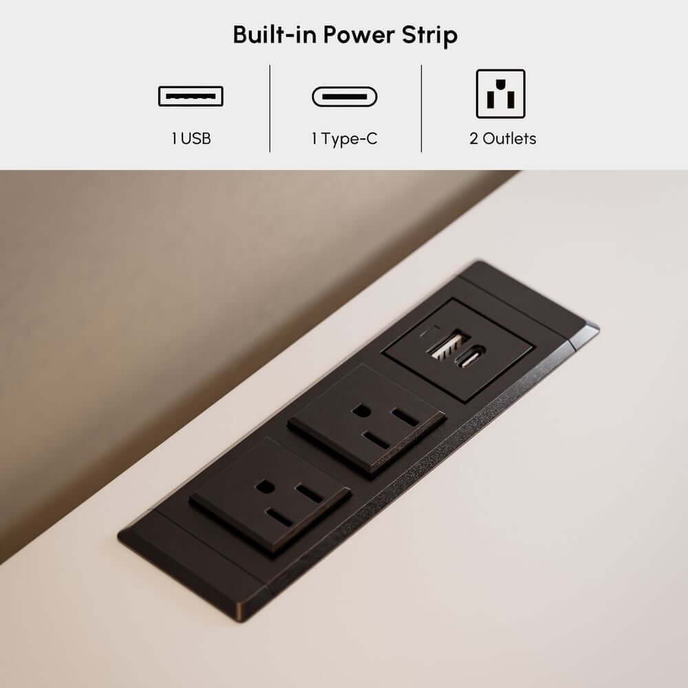 Modern Double Dresser with Six Drawers and Built-In Outlets