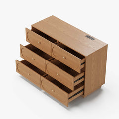 Modern Double Dresser with Six Drawers and Built-In Outlets